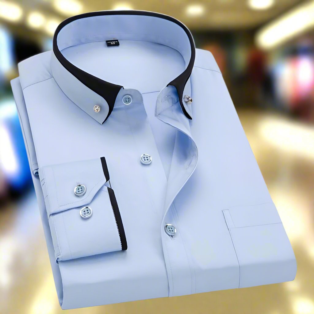 Classic tailored long sleeve shirt in light blue