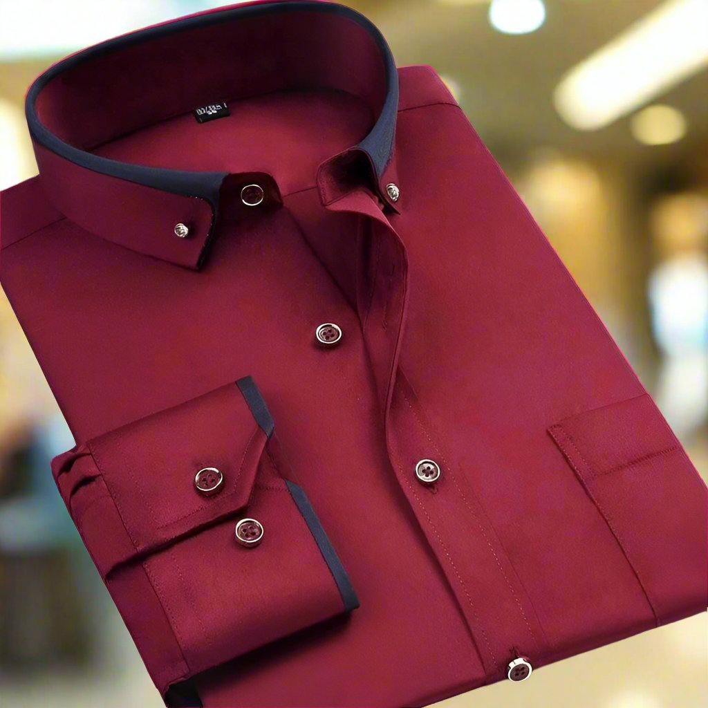 Classic tailored long sleeve shirt in red