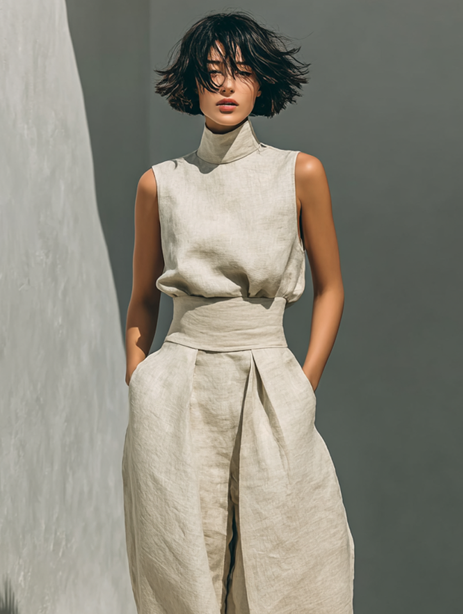 Sleeveless tank and loose wide leg pants set, view 6