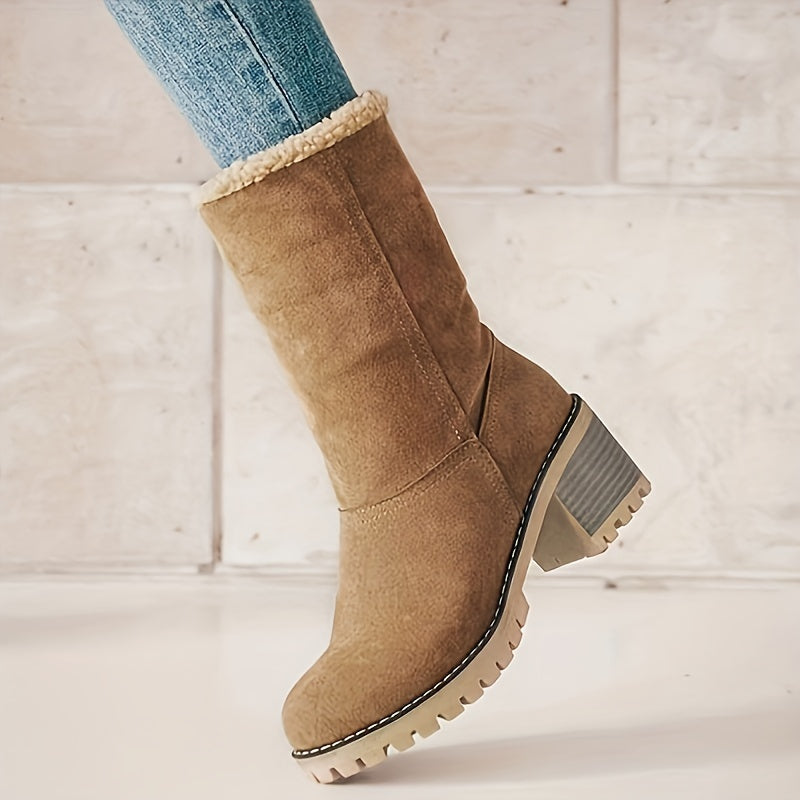 Ankle Boots Womens Cuffed Faux Fur Lined Winter Warm Flat Heel