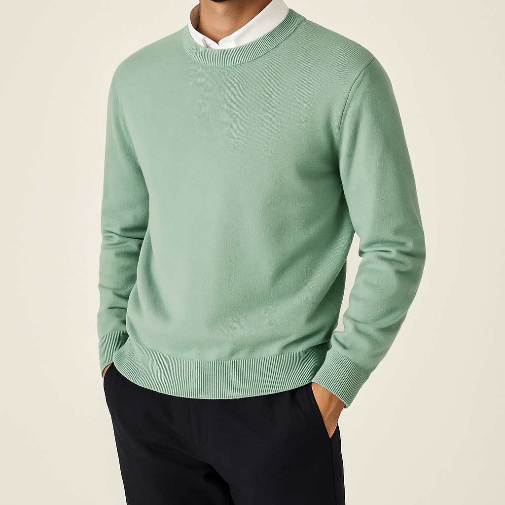 Ribbed trim cashmere blend knit sweater, view 13