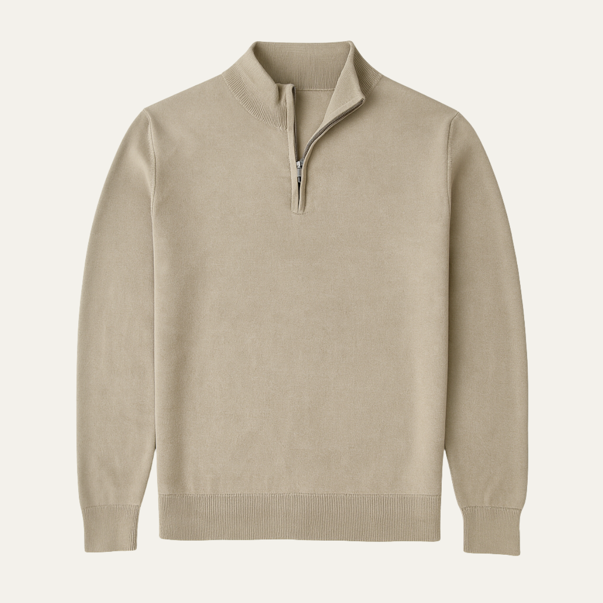 Fall Fine Knit Slim Mock Neck Quarter Zip Sweater for Men