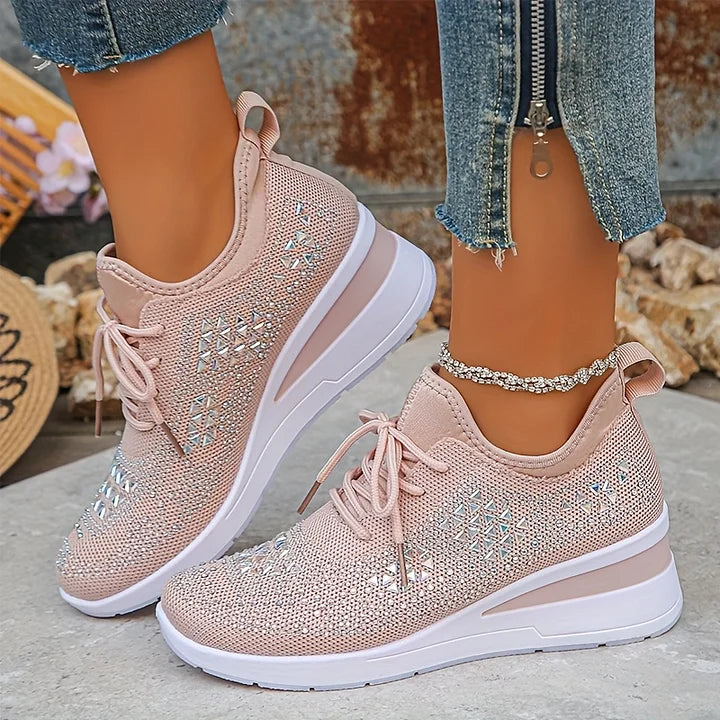 Fall Rhinestone Wedge Orthopedic Style Sneakers for Women