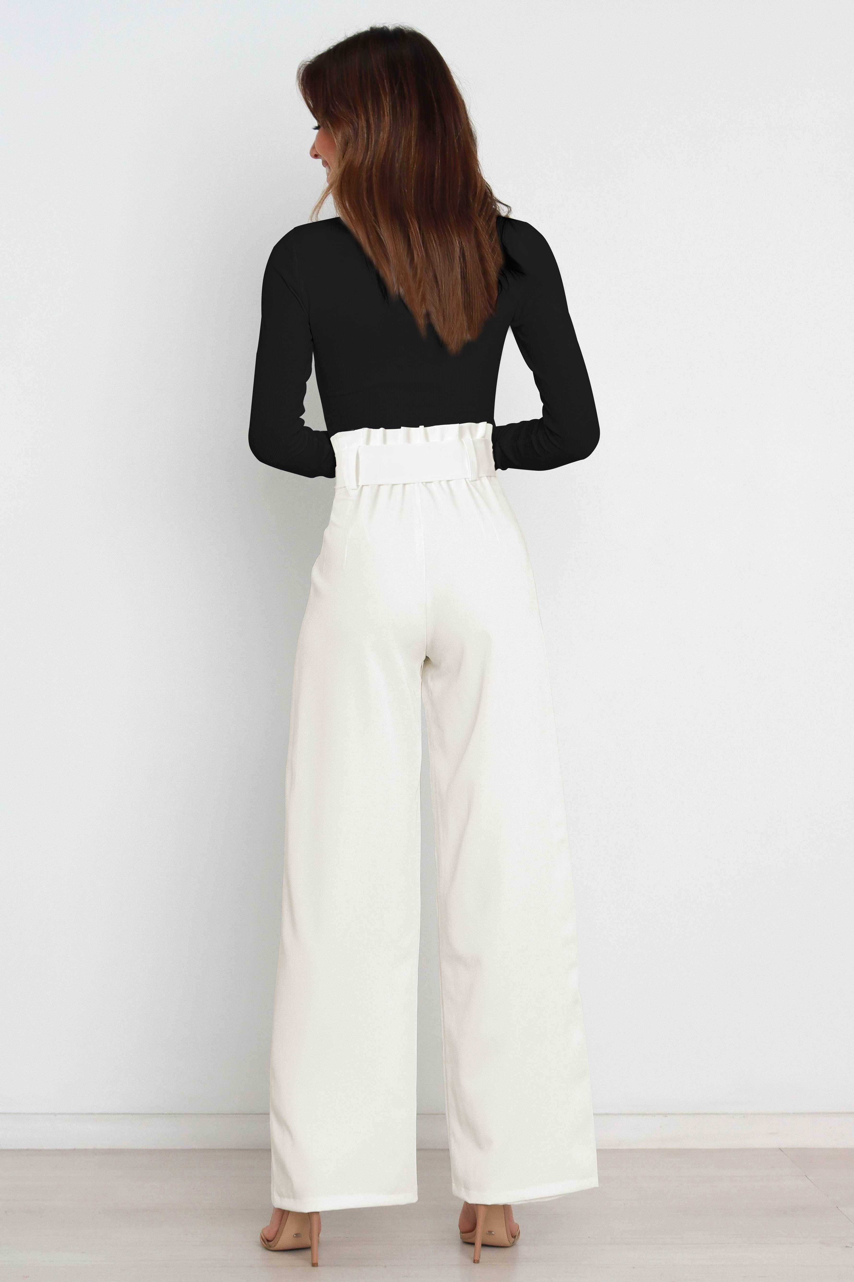 High waist paperbag pant with bow detail, view 7