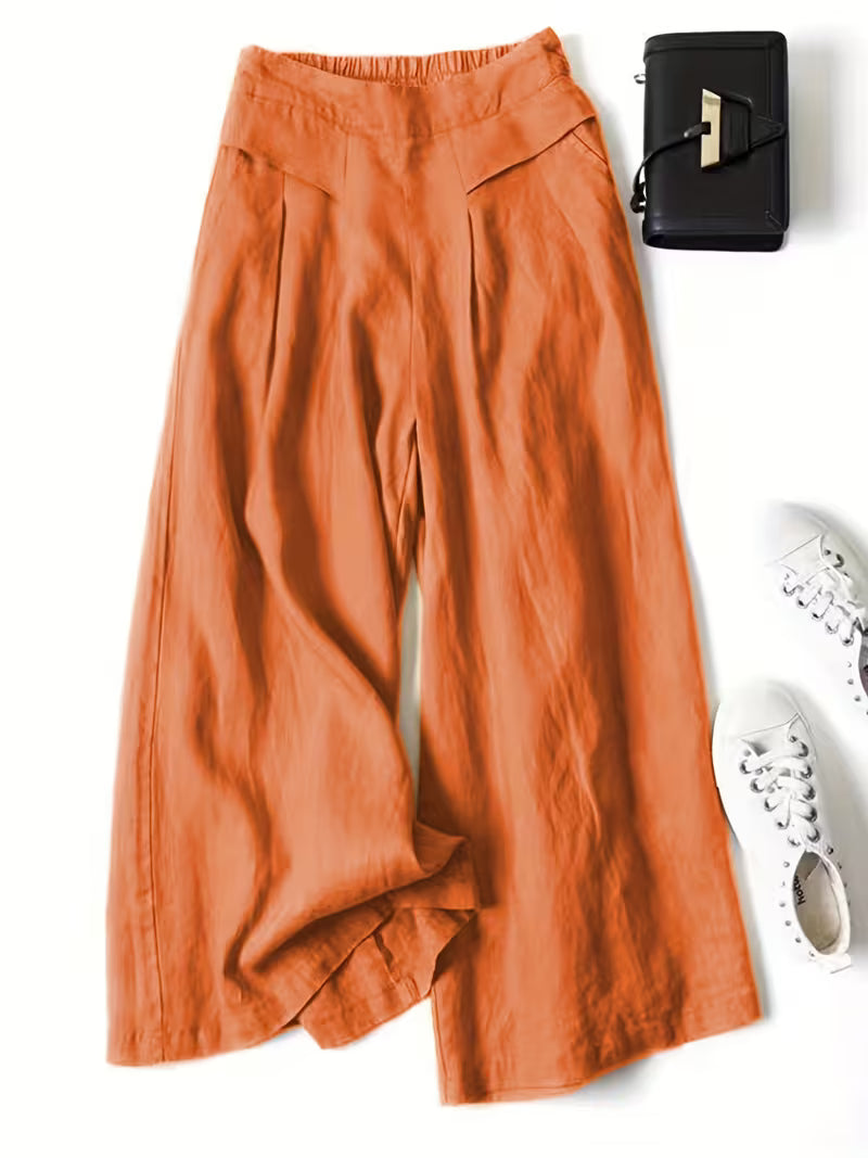 Breathable loose wide leg pant in orange