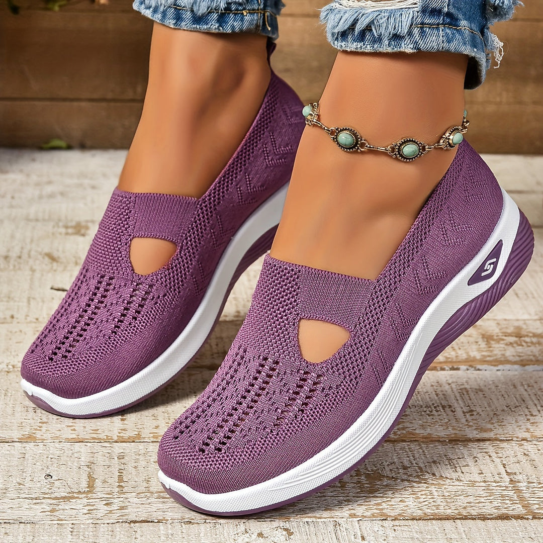 Lightweight Slip On Walking Sneakers with Cutout for Women in Purple
