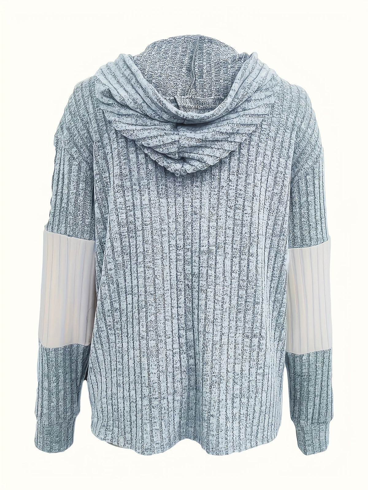 Zip Hoodie Womens Colour Block Ribbed Texture Full Zip Soft Warm