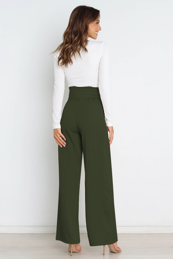 High waist paperbag pant with bow detail, view 17