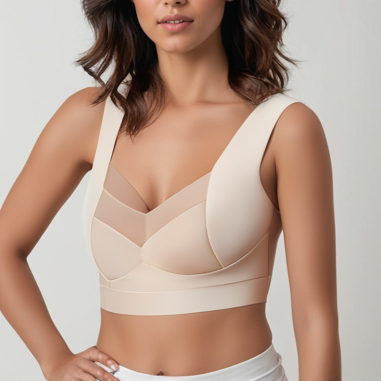 Seamless Push Up Wide Strap V Neck Bra for Women