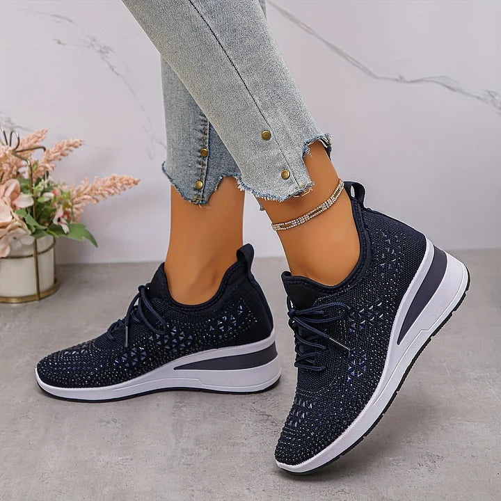 Fall Rhinestone Wedge Orthopedic Style Sneakers for Women