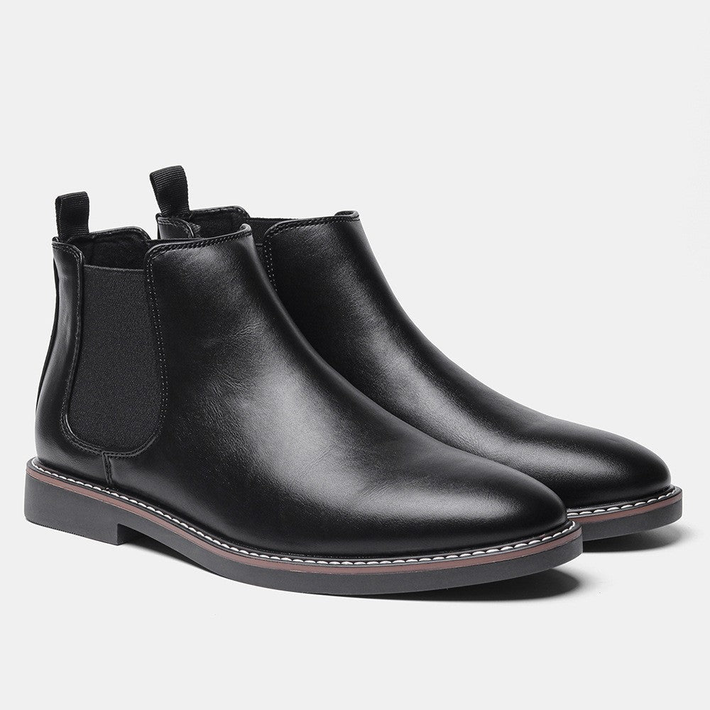 Welt stitched vegan leather Chelsea boot in black
