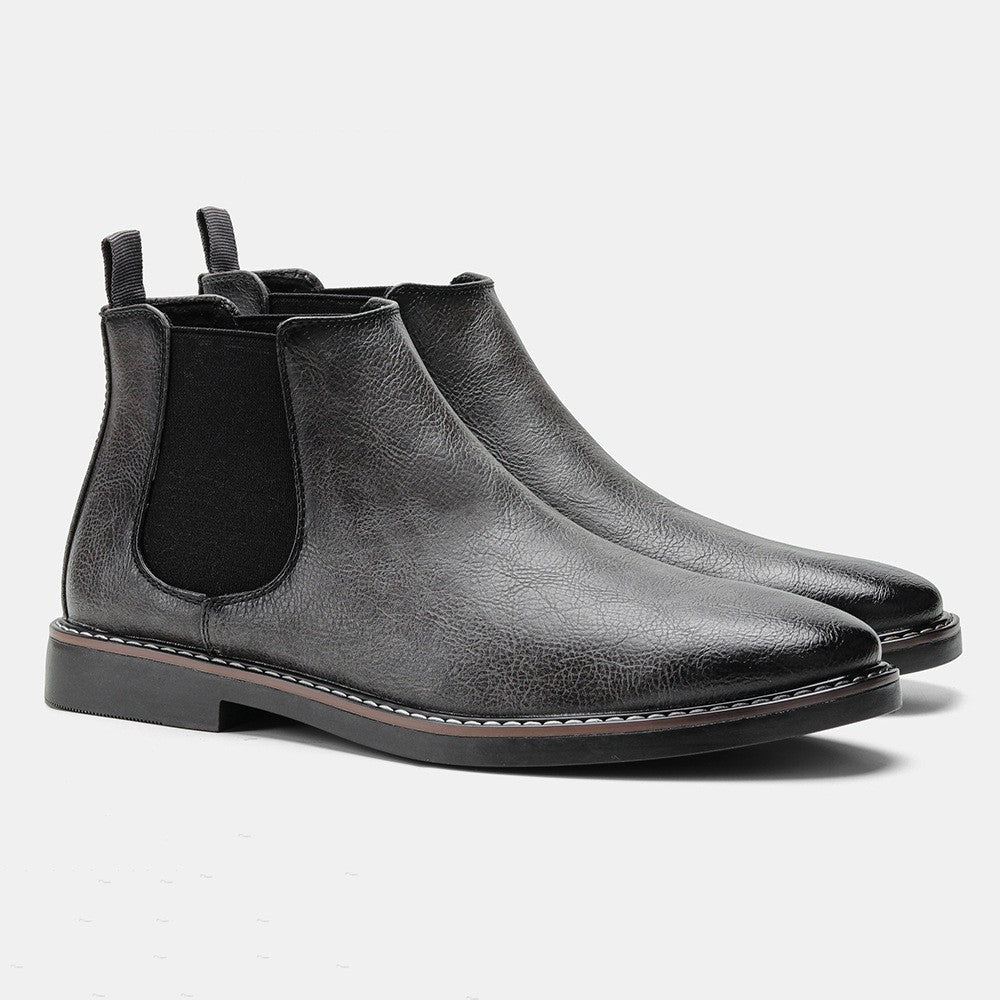 Welt stitched vegan leather Chelsea boot in gray