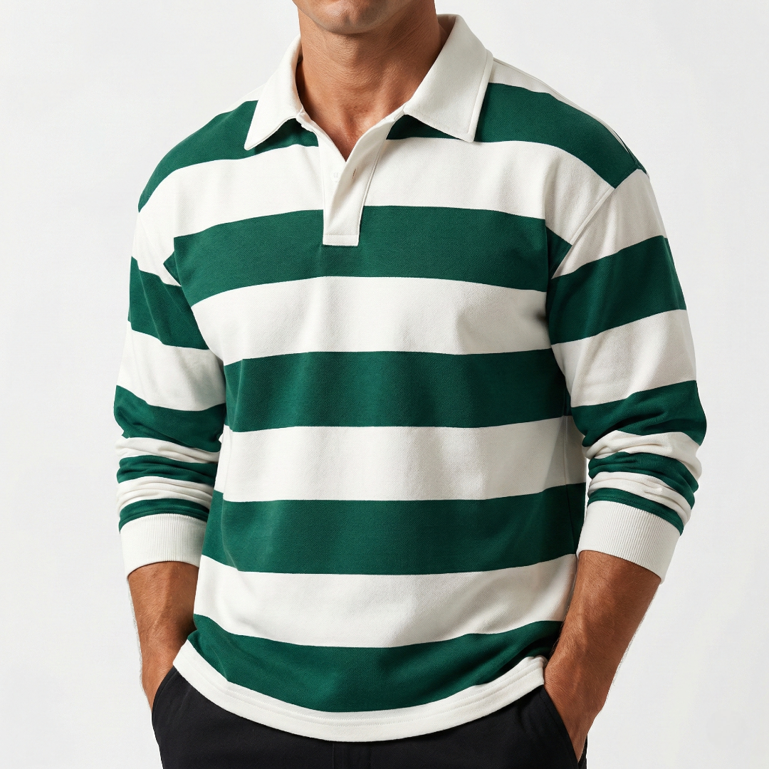 Classic striped collared rugby shirt, view 4