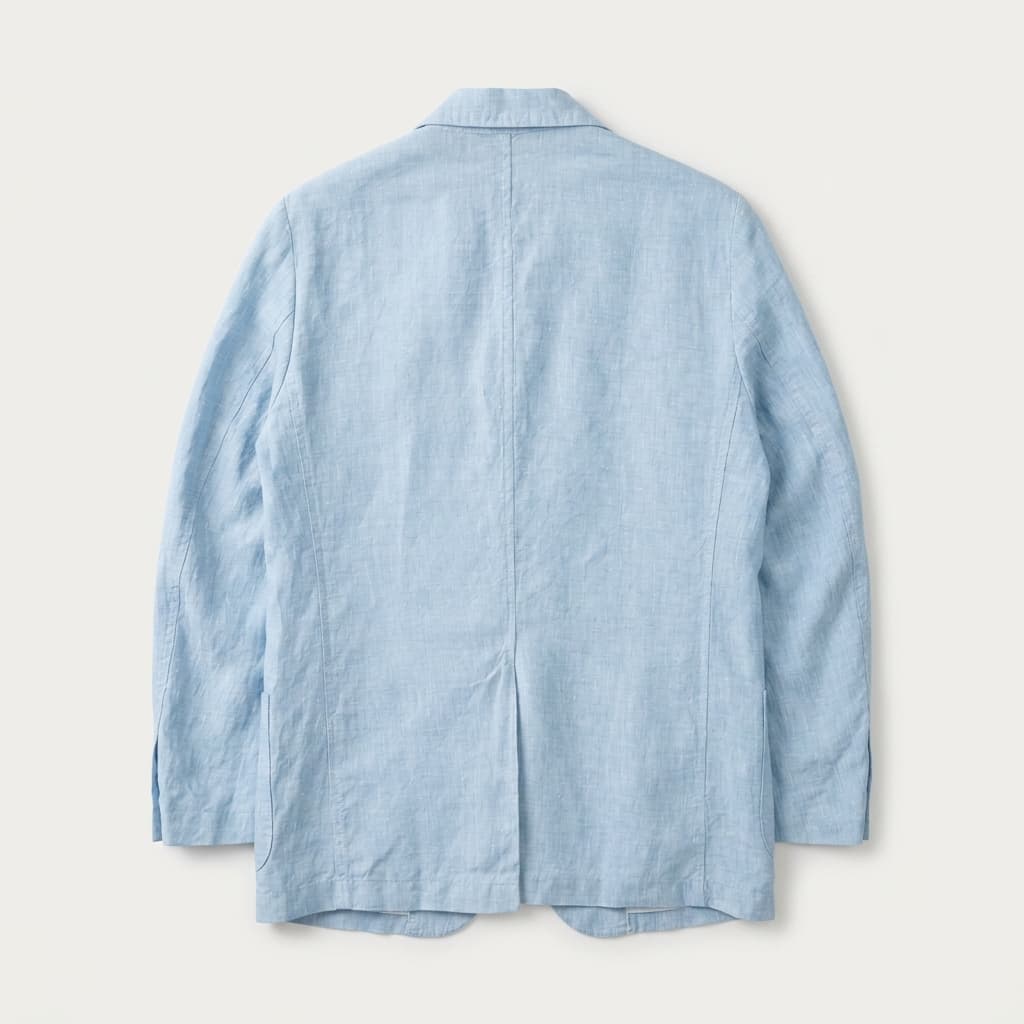 Unstructured notch lapel linen blazer, view 3