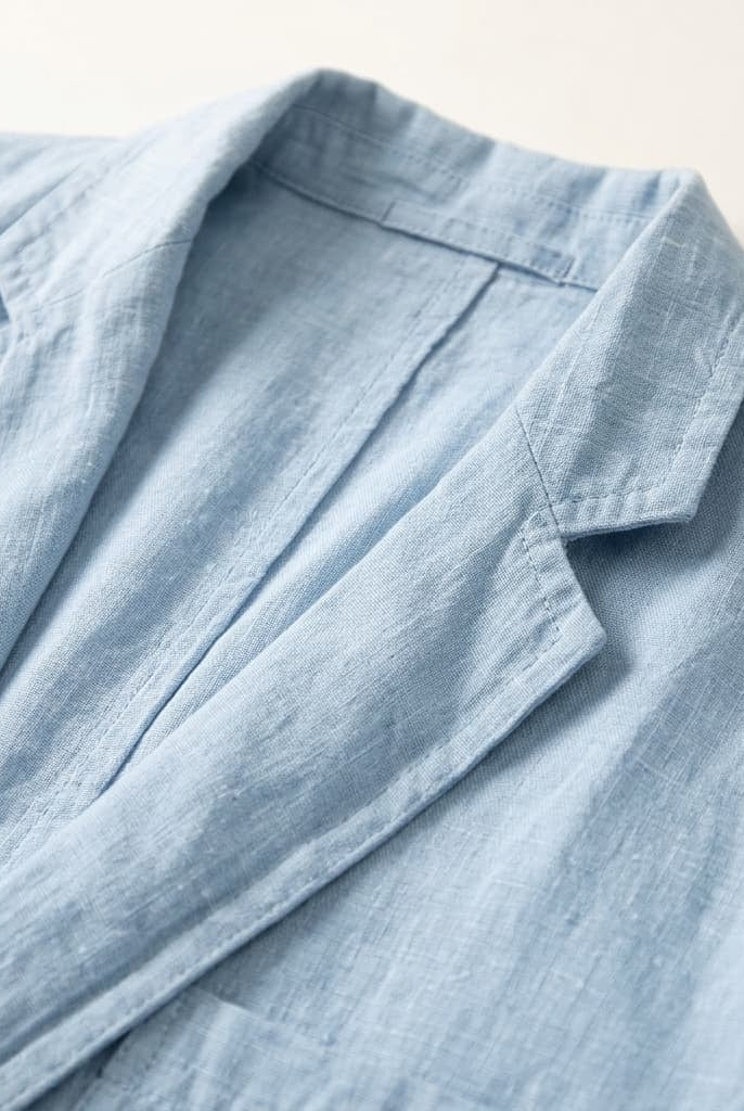 Unstructured notch lapel linen blazer, view 4