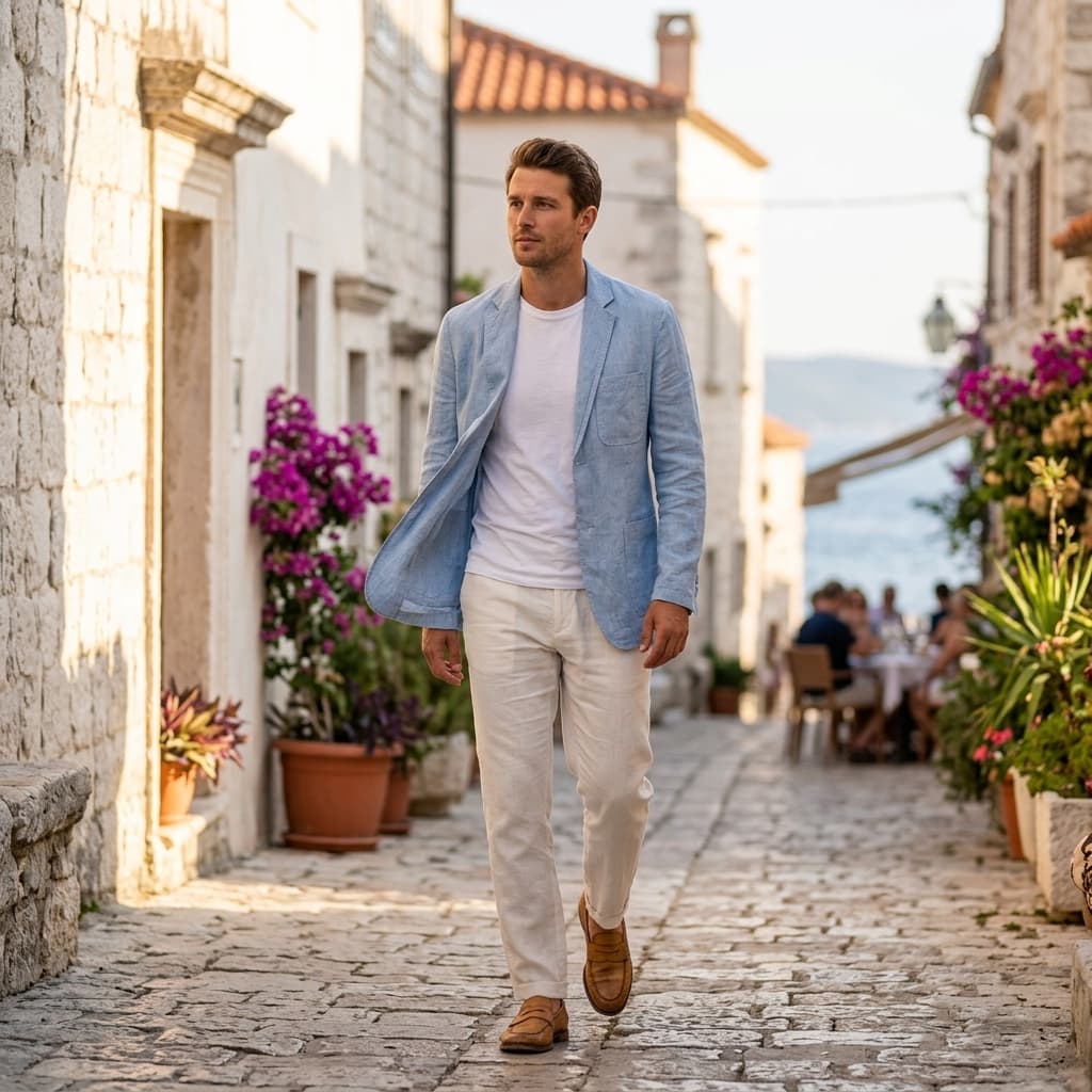 Unstructured notch lapel linen blazer, view 2