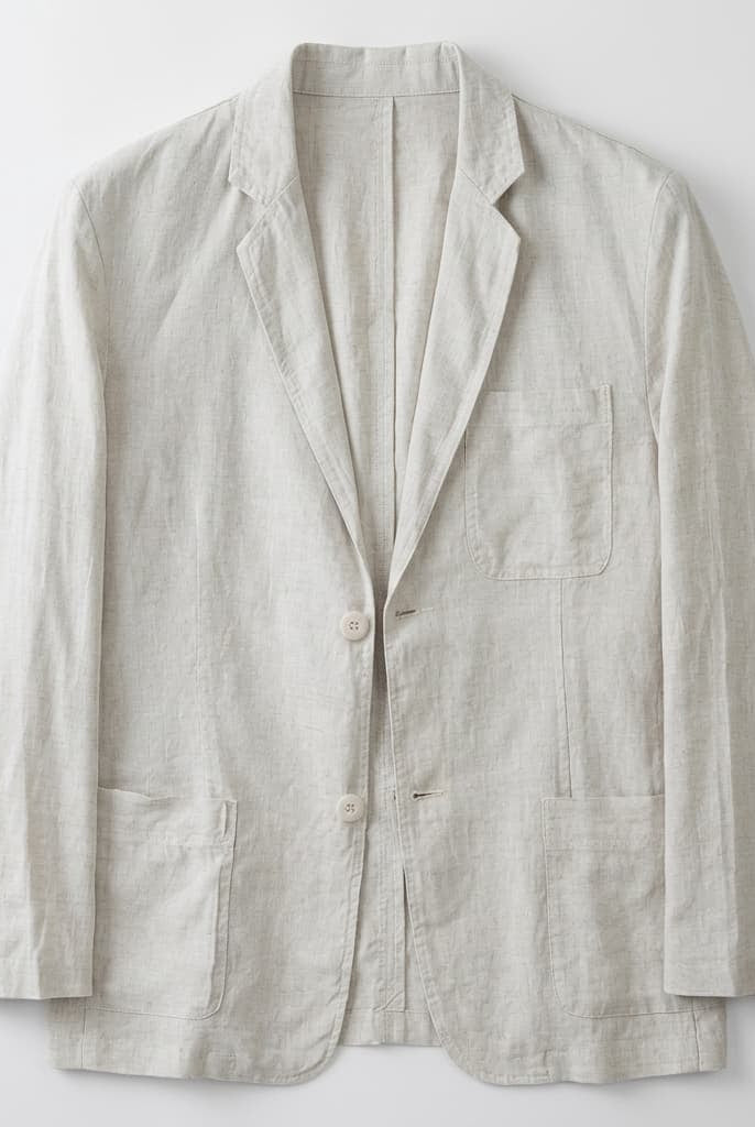 Unstructured notch lapel linen blazer in natural linen