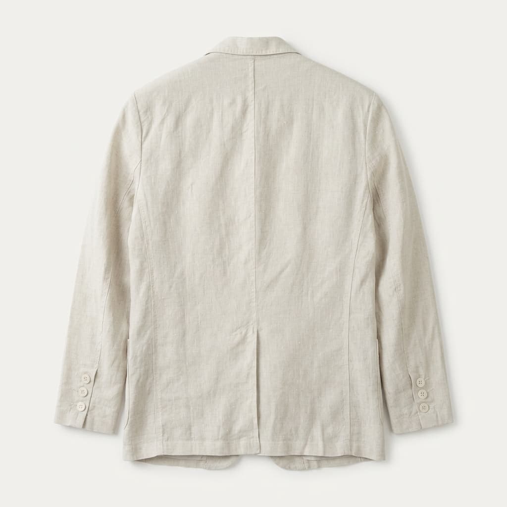 Unstructured notch lapel linen blazer, view 8