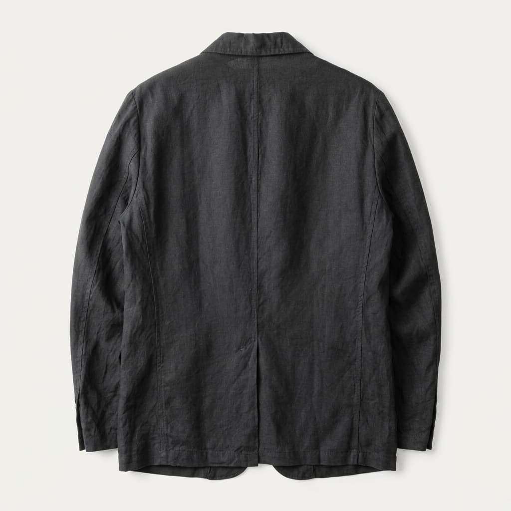 Unstructured notch lapel linen blazer, view 13