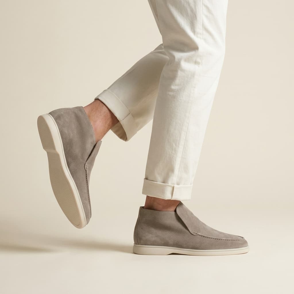 Suede hi top slip on loafer, view 3
