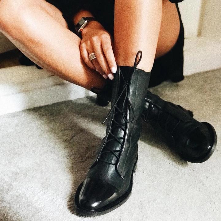 Structured leather lace up ankle boot, view 10