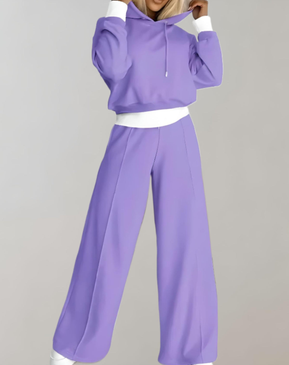 Fall Hoodie and Wide Leg Pants Lounge Set for Women in Lavender