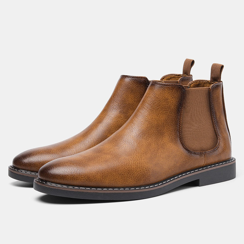 Welt stitched vegan leather Chelsea boot in cognac