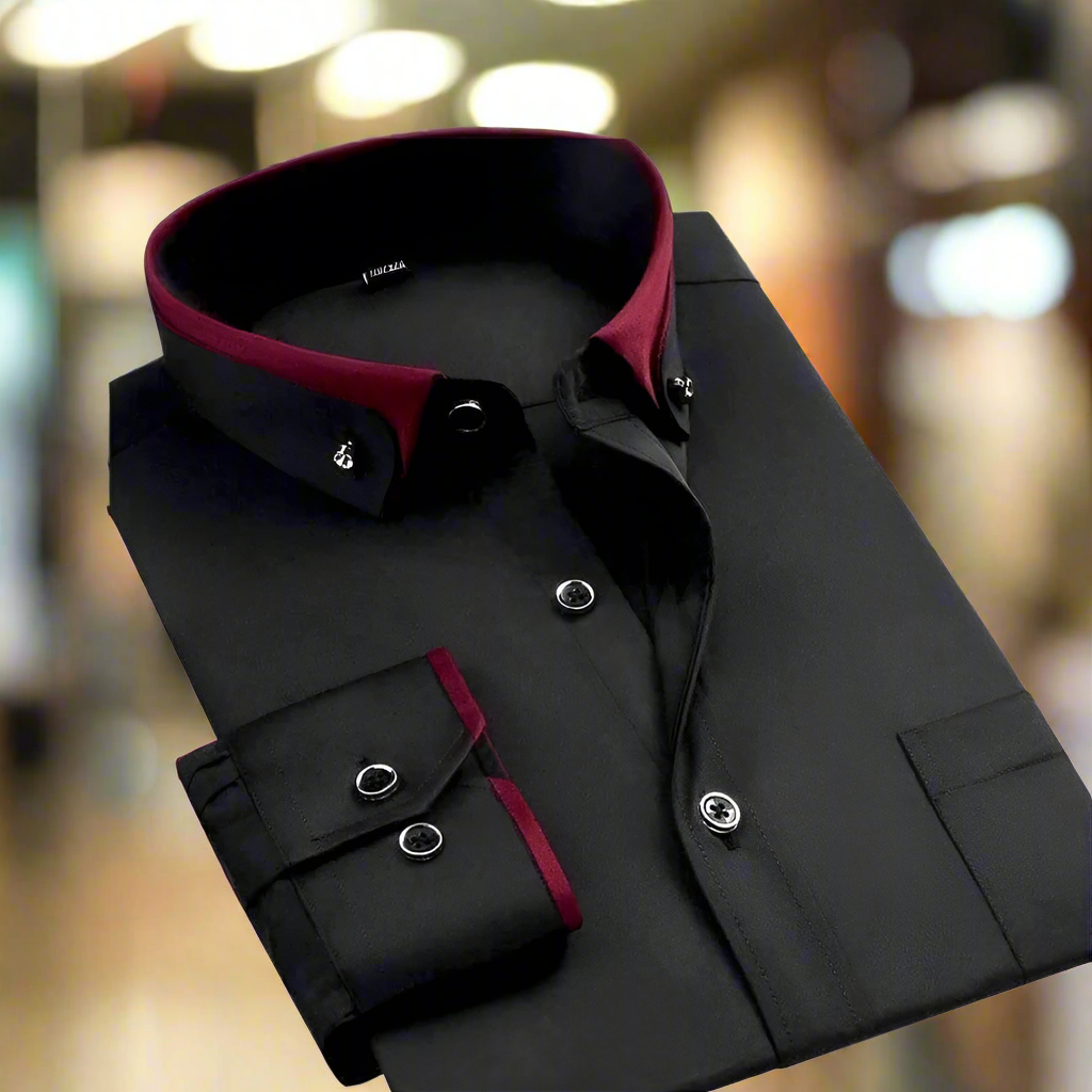 Classic tailored long sleeve shirt in black