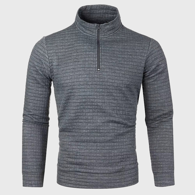 Fall Waffle Knit Mock Neck Quarter Zip Sweatshirt for Men