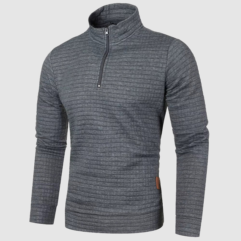 Fall Waffle Knit Mock Neck Quarter Zip Sweatshirt for Men