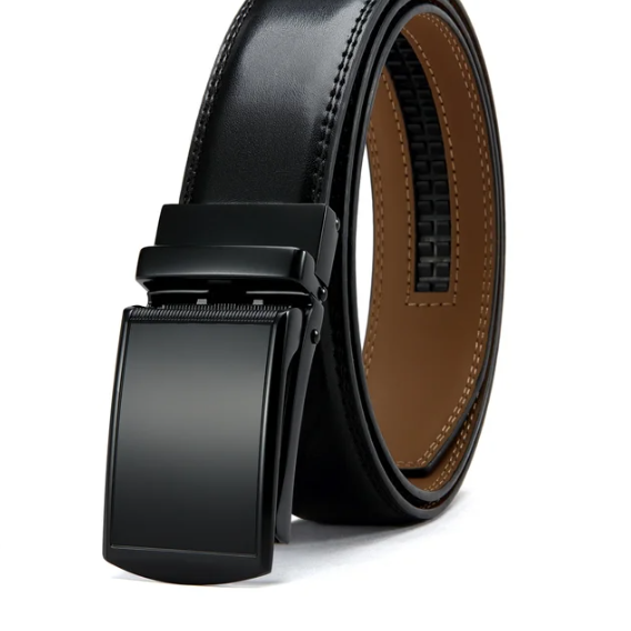 Men's Black Ratchet Belt with Carbon Fibre Pattern Auto Buckle