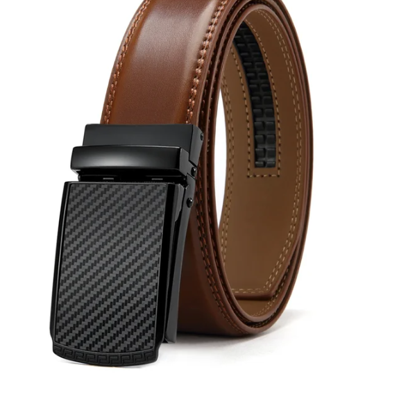 Men's Black Ratchet Belt with Carbon Fibre Pattern Auto Buckle