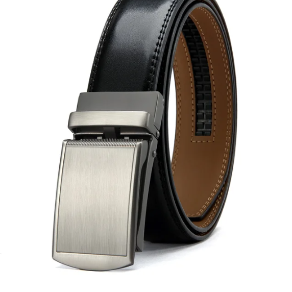 Men's Black Ratchet Belt with Carbon Fibre Pattern Auto Buckle