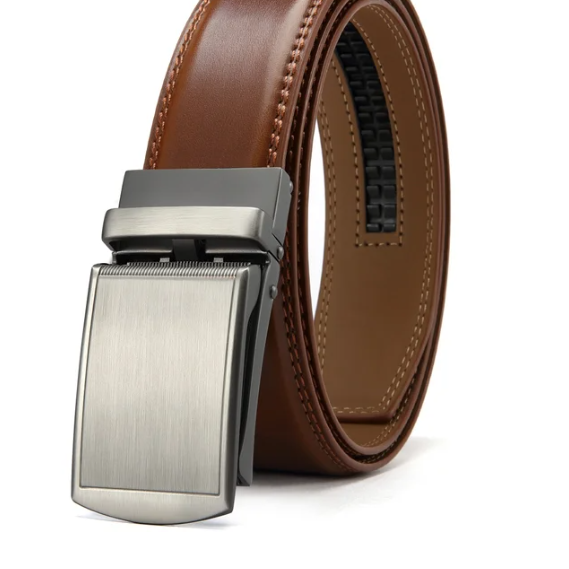 Men's Black Ratchet Belt with Carbon Fibre Pattern Auto Buckle