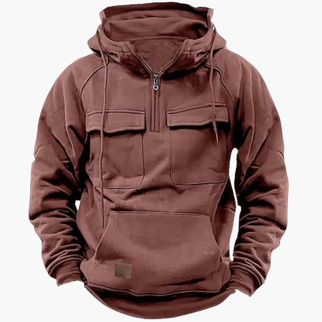 Men's Half Zip Pullover Hoodie Chest Pocket