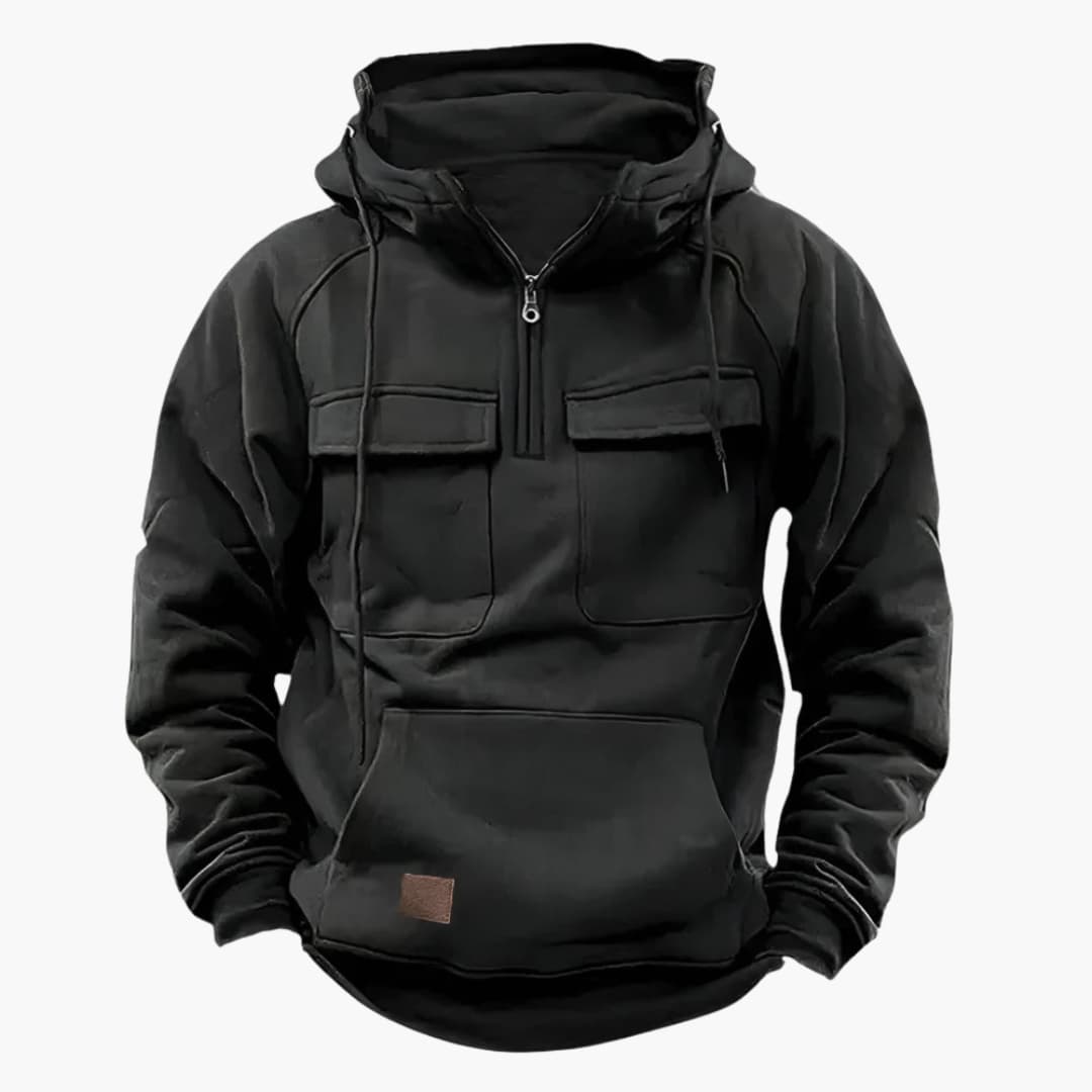 Men's Half Zip Pullover Hoodie Chest Pocket