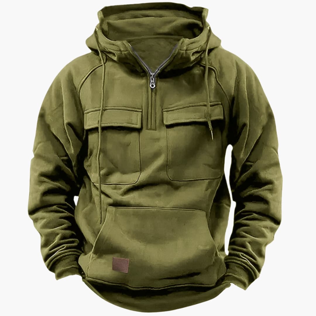 Men's Half Zip Pullover Hoodie Chest Pocket