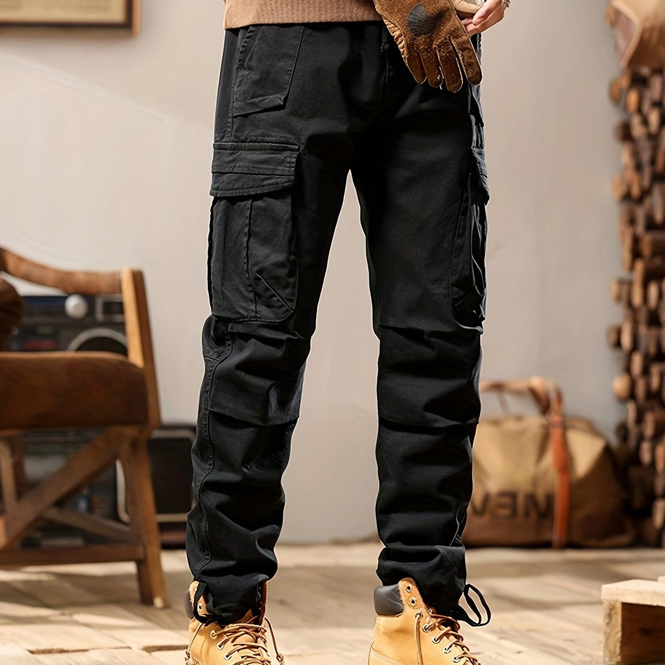 Men's Slim Cargo Pants Multi-Pocket Tapered Fit