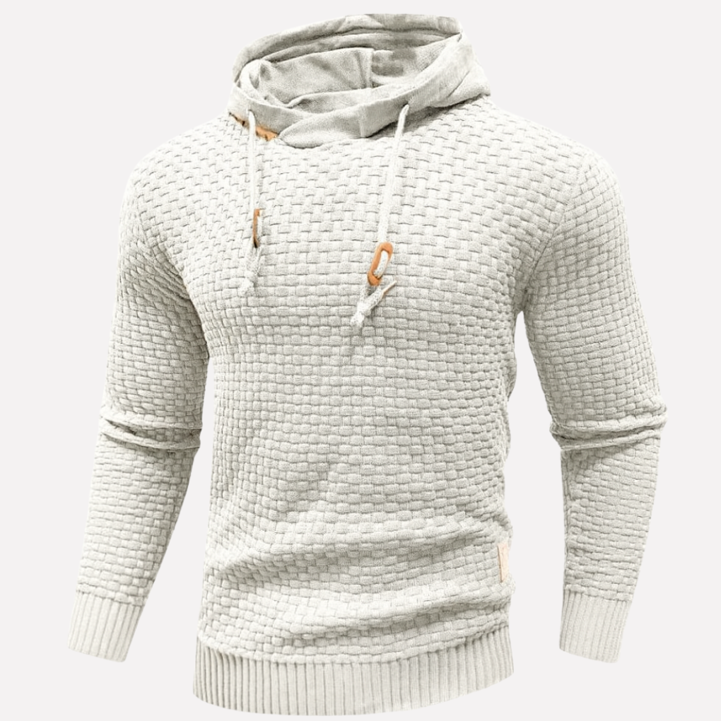 Men's Waffle Knit Pullover Hoodie Drawstring