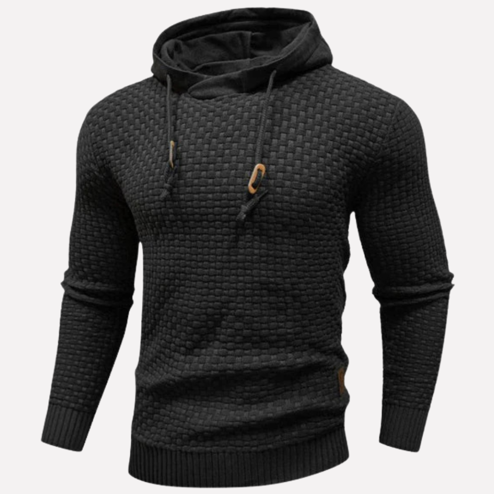 Men's Waffle Knit Pullover Hoodie Drawstring