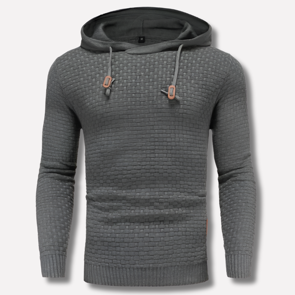 Men's Waffle Knit Pullover Hoodie Drawstring