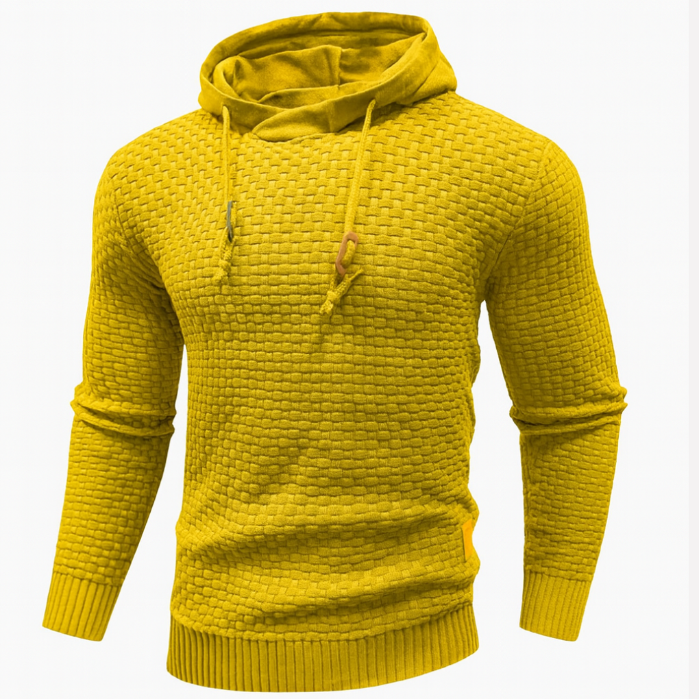 Men's Waffle Knit Pullover Hoodie Drawstring