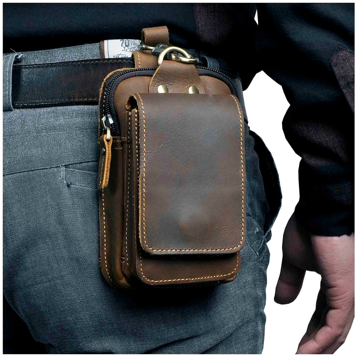 Men's Leather Belt Loop Waist Pouch
