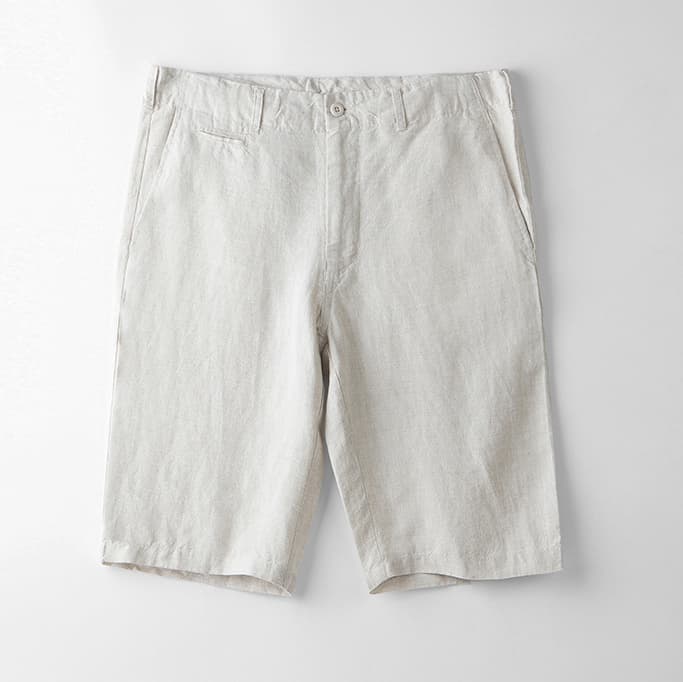 Relaxed tailored pre washed linen short in natural linen