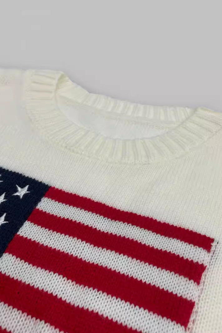 American flag motif knit sweater, view 4