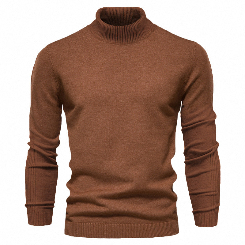 Turtleneck Sweater Mens Roll Neck Fine Knit Ribbed Collar Smart