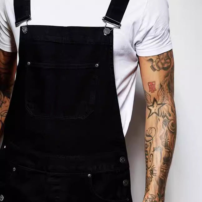 Modern fit adjustable strap denim overall, view 4