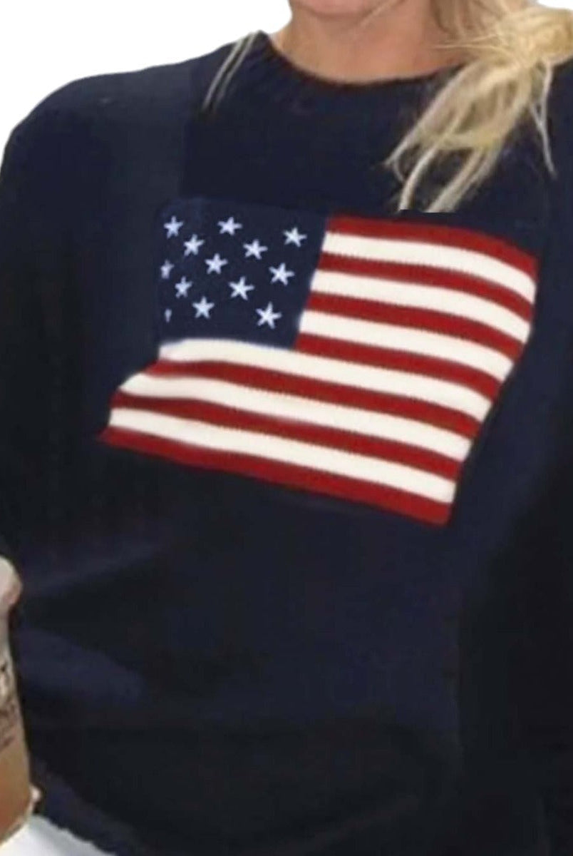 American flag motif knit sweater, view 5