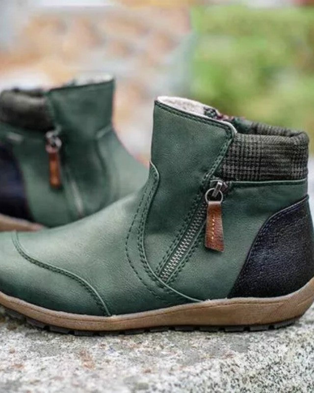 Cushioned orthopedic ankle boot in green