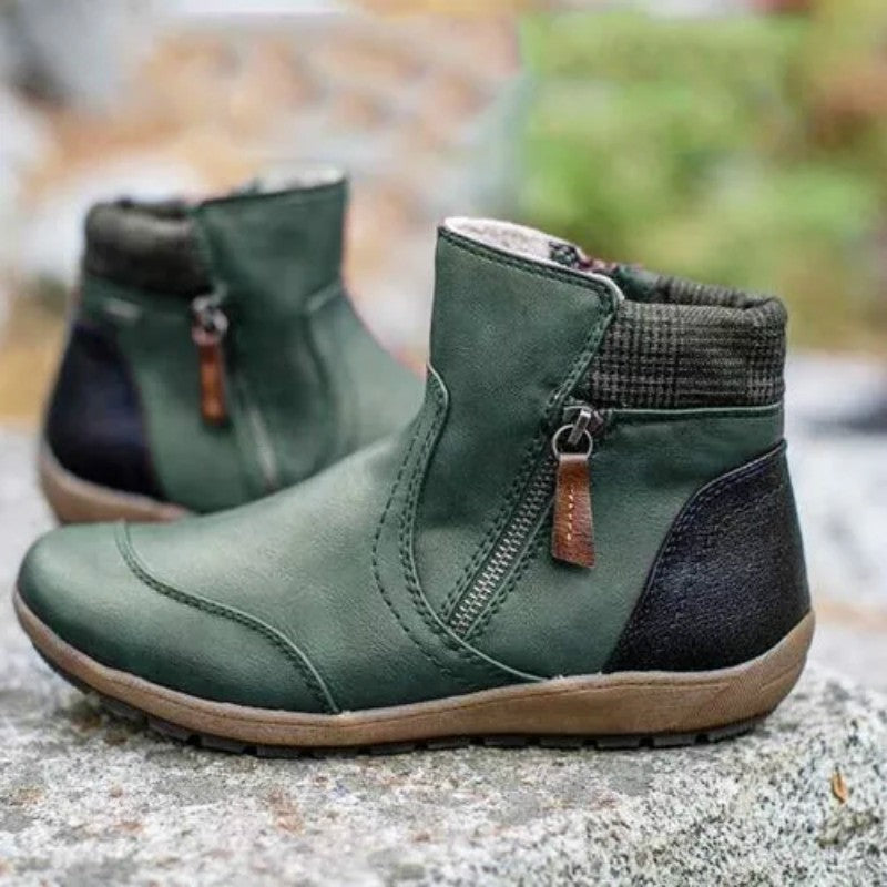 Cushioned orthopedic ankle boot in green